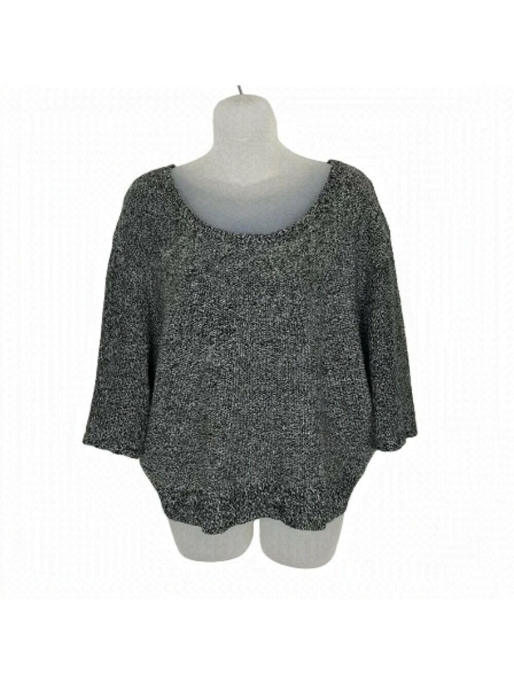 Free People Black  & White Cotton Blend Lightweight Sweater Size M